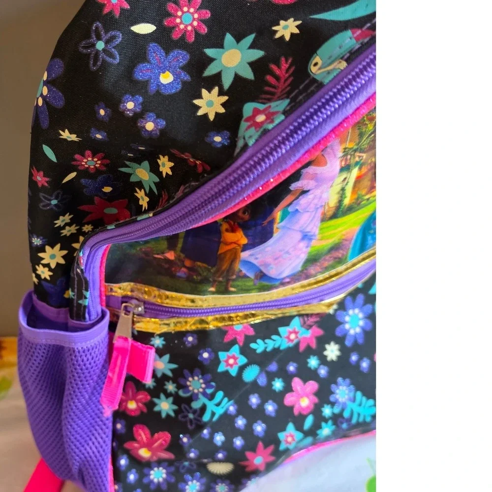Disney Encanto Mirabel Backpack Purple Floral School Bag Girls Kids